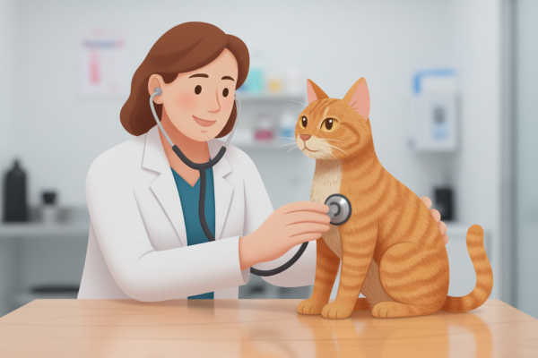 Tierärztin untersucht behutsam eine Katze - professionelle Tierpflege und Notfallbehandlung